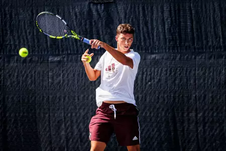 STARKVILLE, MS - September 07, 2023 - Mississippi State's Benito Sanchez Martinez during practice at the AJ Pitts Tennis Centre in Starkville, MS. Photo By Bailey Black