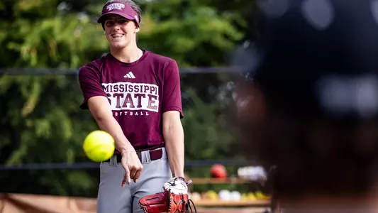 STARKVILLE, MS - September 06, 2023 - Mississippi State Pitcher Hosanna Lindblade (#43) during the first practice of the 2023-2024 season at Nusz Park in Starkville, MS. Photo By Mike Mattina