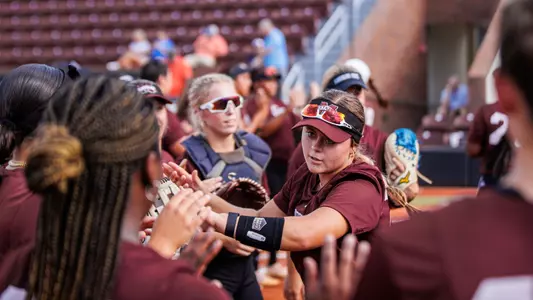 STARKVILLE, MS - September 15, 2023 - Mississippi State Catcher/Infielder Megan Davidson (#24) during the game between the Jones College Bobcats and the Mississippi State Bulldogs at Nusz Park in Starkville, MS. Photo By Bailey Black
