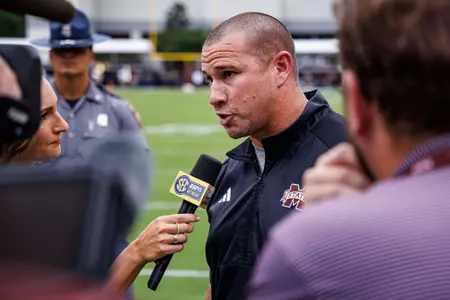 STARKVILLE, MS - September 02, 2023 - Mississippi State Head Coach Zach Arnett during the game between the Southeastern Louisiana Lions and the Mississippi State Bulldogs at Davis Wade Stadium at Scott Field in Starkville, MS. Photo By Will Porada