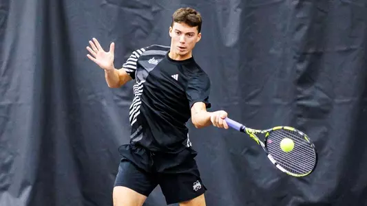 STARKVILLE, MS - January 14, 2024 - Mississippi State's Benito Sanchez Martinez during the match between the Chattanooga Mocs and the Mississippi State Bulldogs at the Rula Tennis Pavilion in Starkville, MS. Photo By Bailey Black