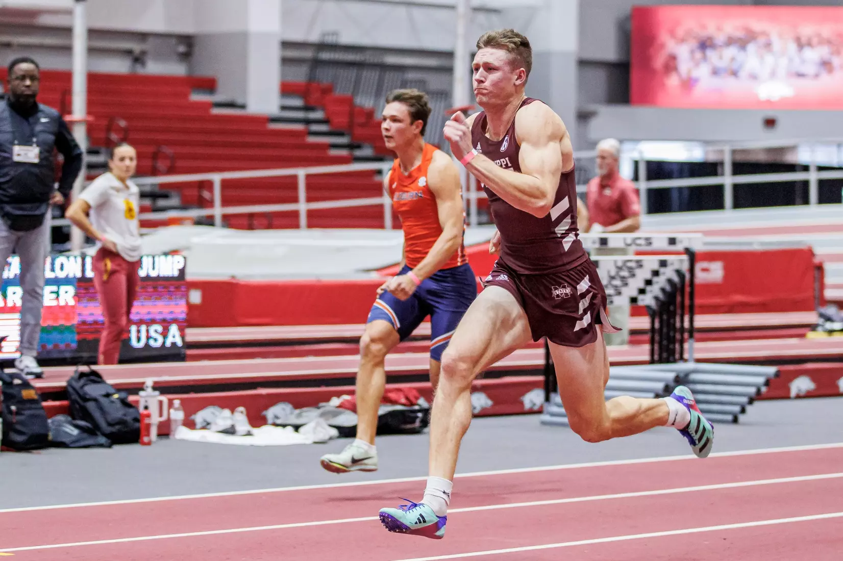 BIRMINGHAM, AL - January 26, 2024 - Mississippi State's Peyton Bair during the Razorback Invitational at the Randal Tyson Track Center in Fayetteville, AR. Photo by Will Porada