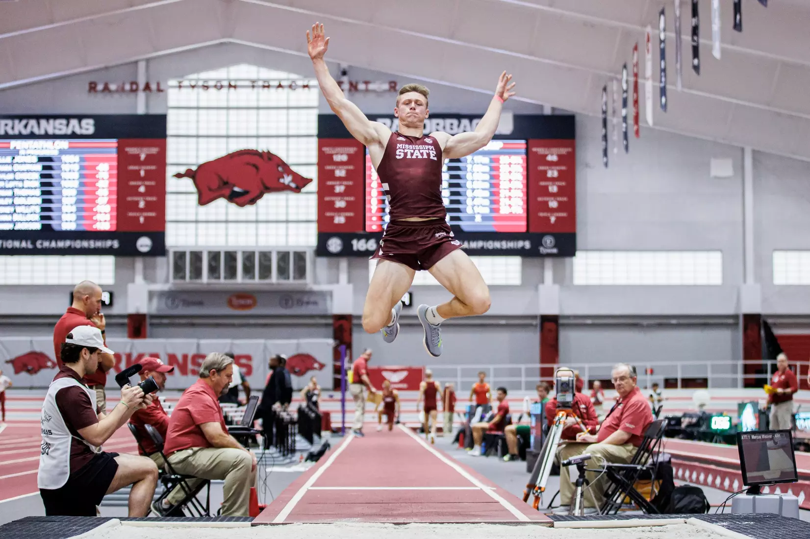 BIRMINGHAM, AL - January 26, 2024 - Mississippi State's Peyton Bair during the Razorback Invitational at the Randal Tyson Track Center in Fayetteville, AR. Photo by Will Porada