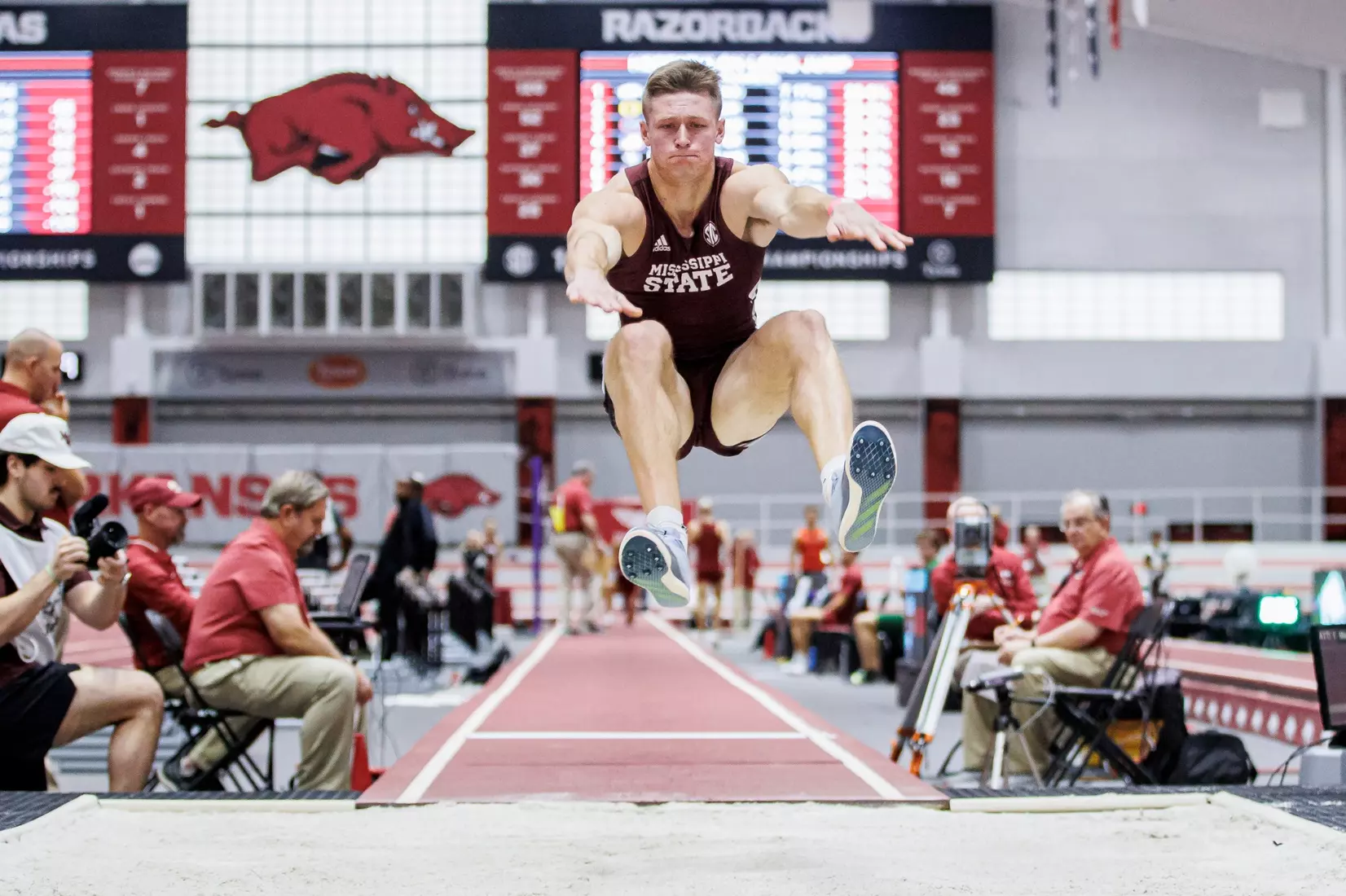 BIRMINGHAM, AL - January 26, 2024 - Mississippi State's Peyton Bair during the Razorback Invitational at the Randal Tyson Track Center in Fayetteville, AR. Photo by Will Porada