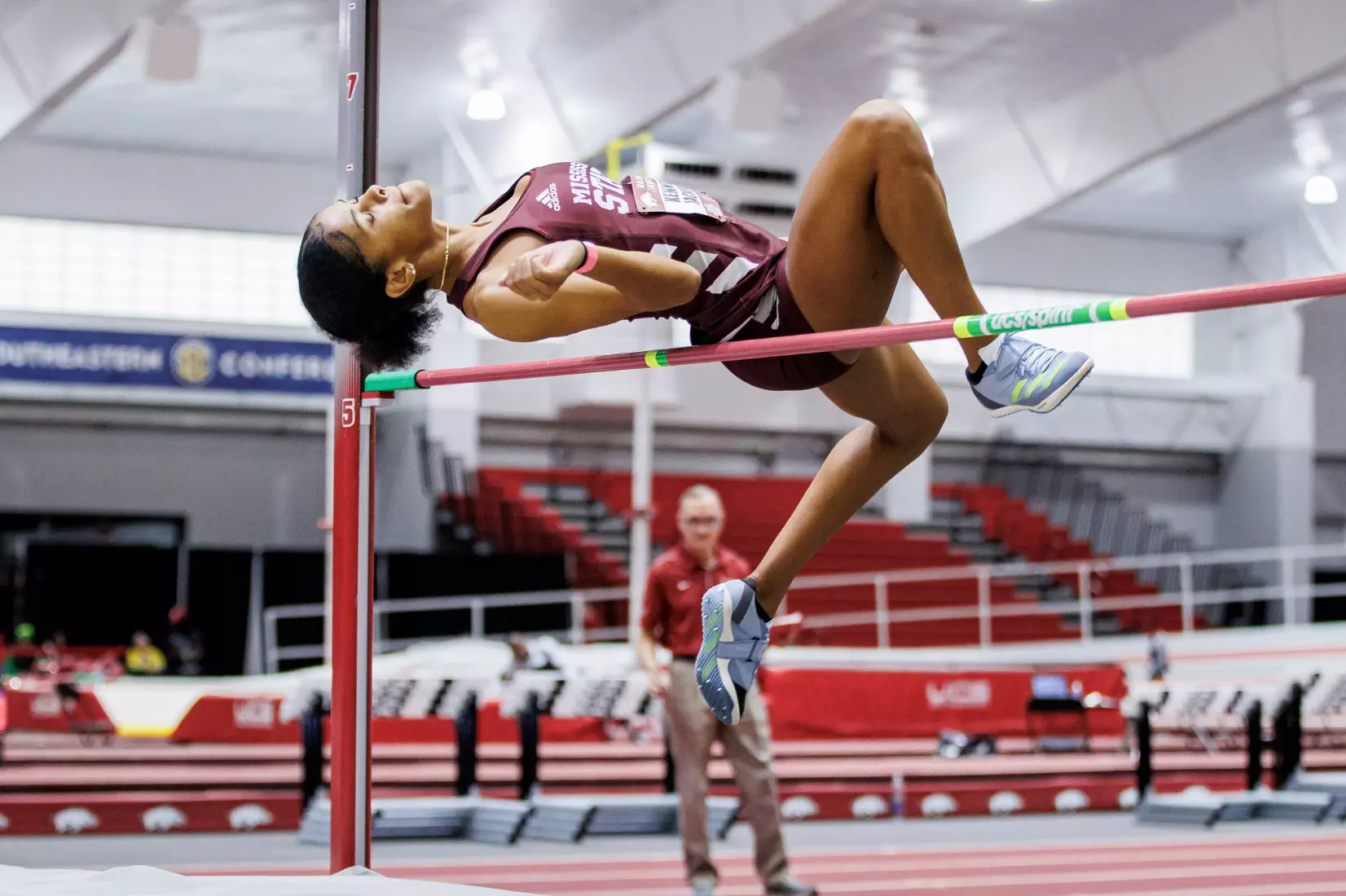 BIRMINGHAM, AL - January 26, 2024 - Mississippi State's Kennedy Jackson during the Razorback Invitational at the Randal Tyson Track Center in Fayetteville, AR. Photo by Will Porada