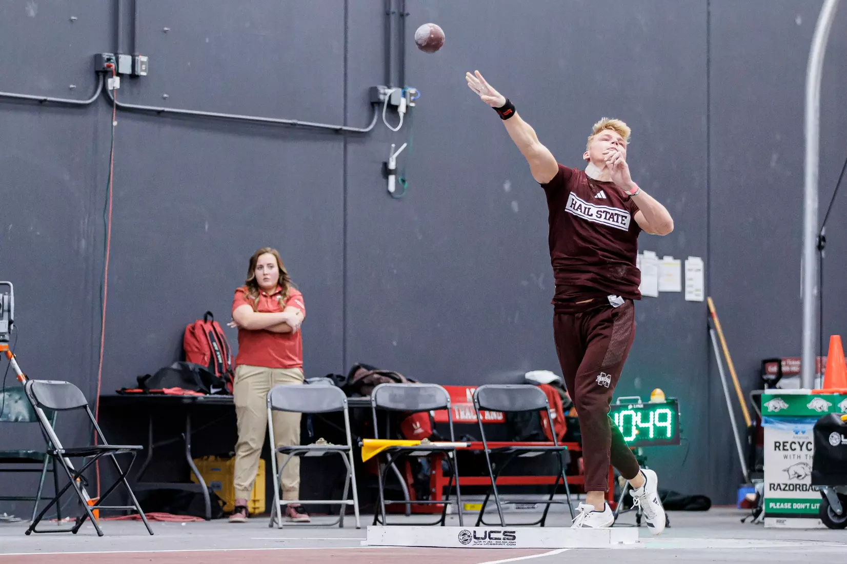 BIRMINGHAM, AL - January 26, 2024 - Mississippi State's Lewis Barber during the Razorback Invitational at the Randal Tyson Track Center in Fayetteville, AR. Photo by Will Porada