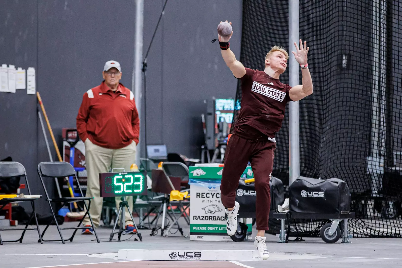 BIRMINGHAM, AL - January 26, 2024 - Mississippi State's Lewis Barber during the Razorback Invitational at the Randal Tyson Track Center in Fayetteville, AR. Photo by Will Porada