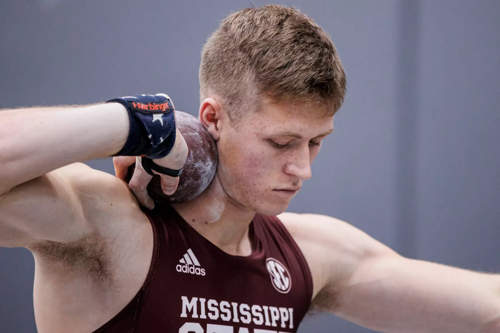 BIRMINGHAM, AL - January 26, 2024 - Mississippi State's Peyton Bair during the Razorback Invitational at the Randal Tyson Track Center in Fayetteville, AR. Photo by Will Porada