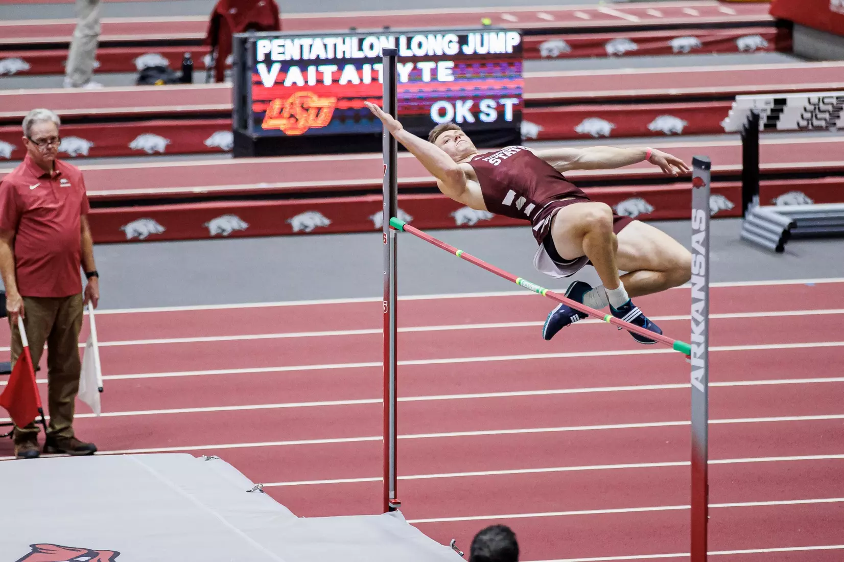 BIRMINGHAM, AL - January 26, 2024 - Mississippi State's Peyton Bair during the Razorback Invitational at the Randal Tyson Track Center in Fayetteville, AR. Photo by Will Porada