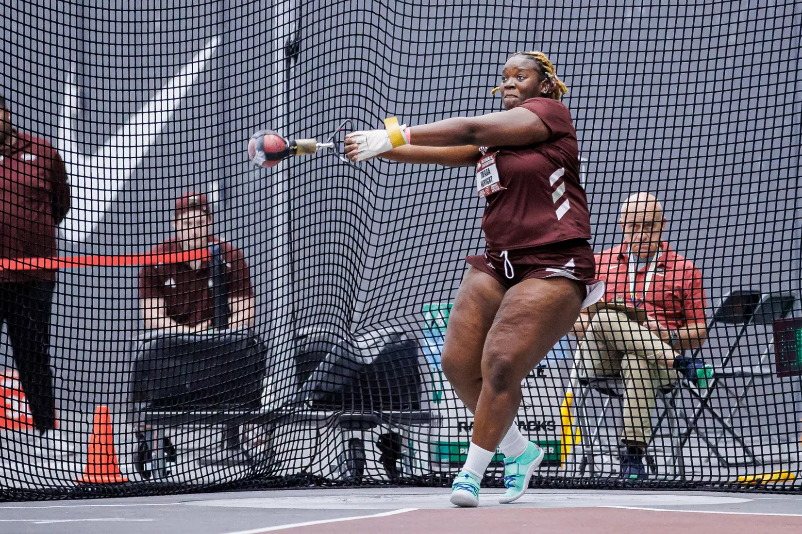 BIRMINGHAM, AL - January 26, 2024 - Mississippi State Thrower Tafada Wright during the Razorback Invitational at the Randal Tyson Track Center in Fayetteville, AR. Photo by Will Porada