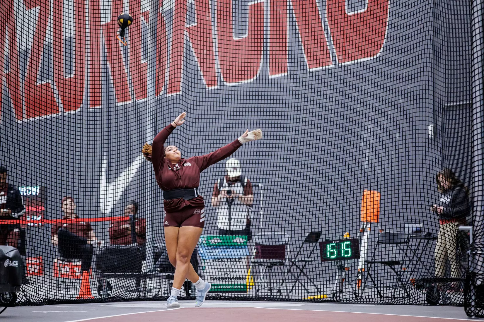 BIRMINGHAM, AL - January 26, 2024 - Mississippi State Thrower Jhordyn Stallworth during the Razorback Invitational at the Randal Tyson Track Center in Fayetteville, AR. Photo by Will Porada