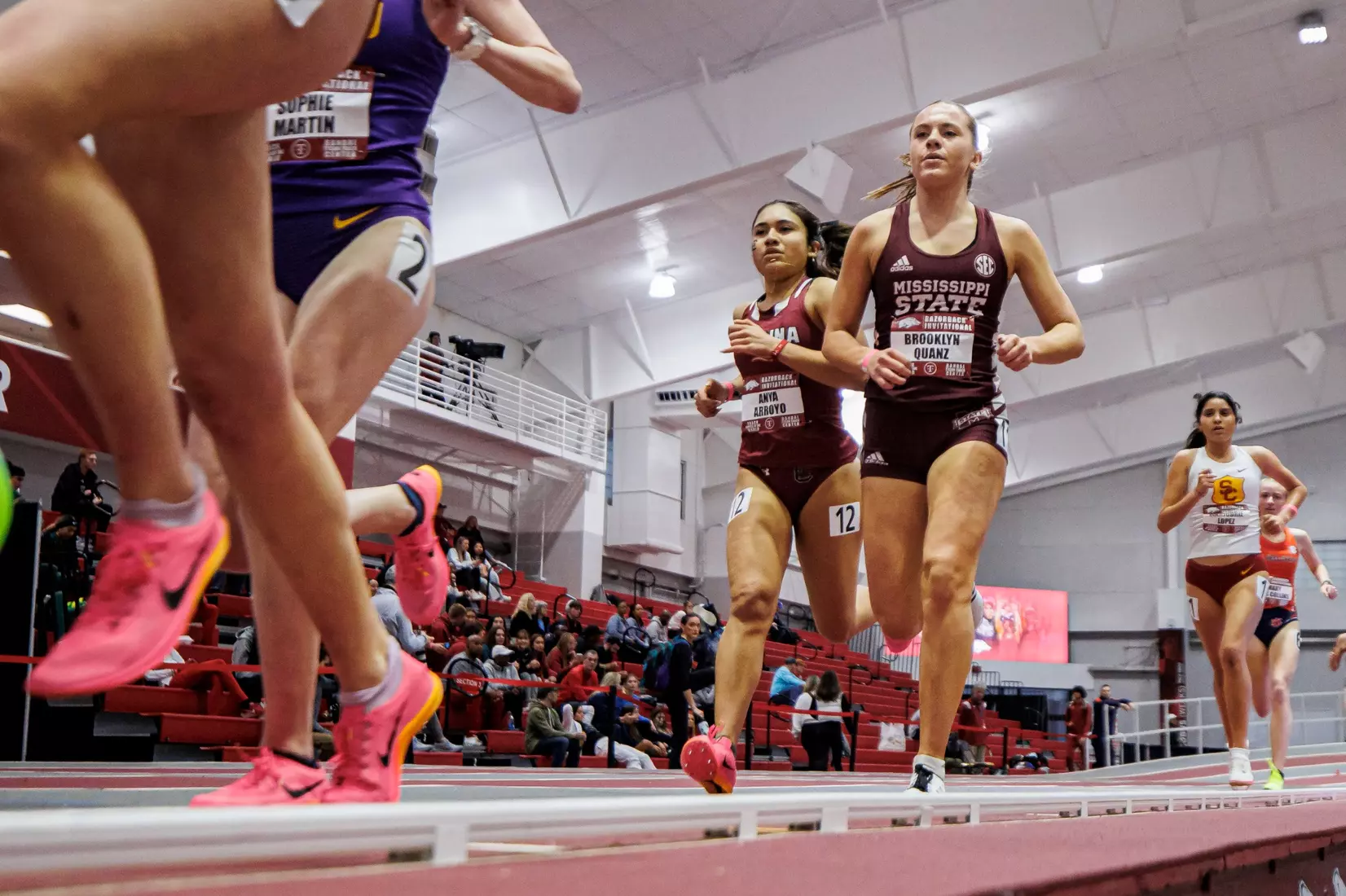 BIRMINGHAM, AL - January 26, 2024 - Mississippi State Distance Runner Brooklyn Quanz during the Razorback Invitational at the Randal Tyson Track Center in Fayetteville, AR. Photo by Will Porada