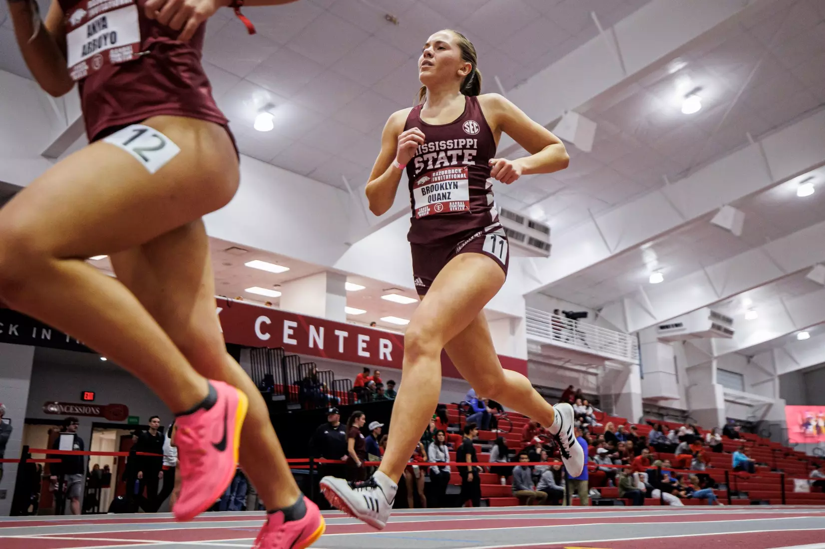 BIRMINGHAM, AL - January 26, 2024 - Mississippi State Distance Runner Brooklyn Quanz during the Razorback Invitational at the Randal Tyson Track Center in Fayetteville, AR. Photo by Will Porada