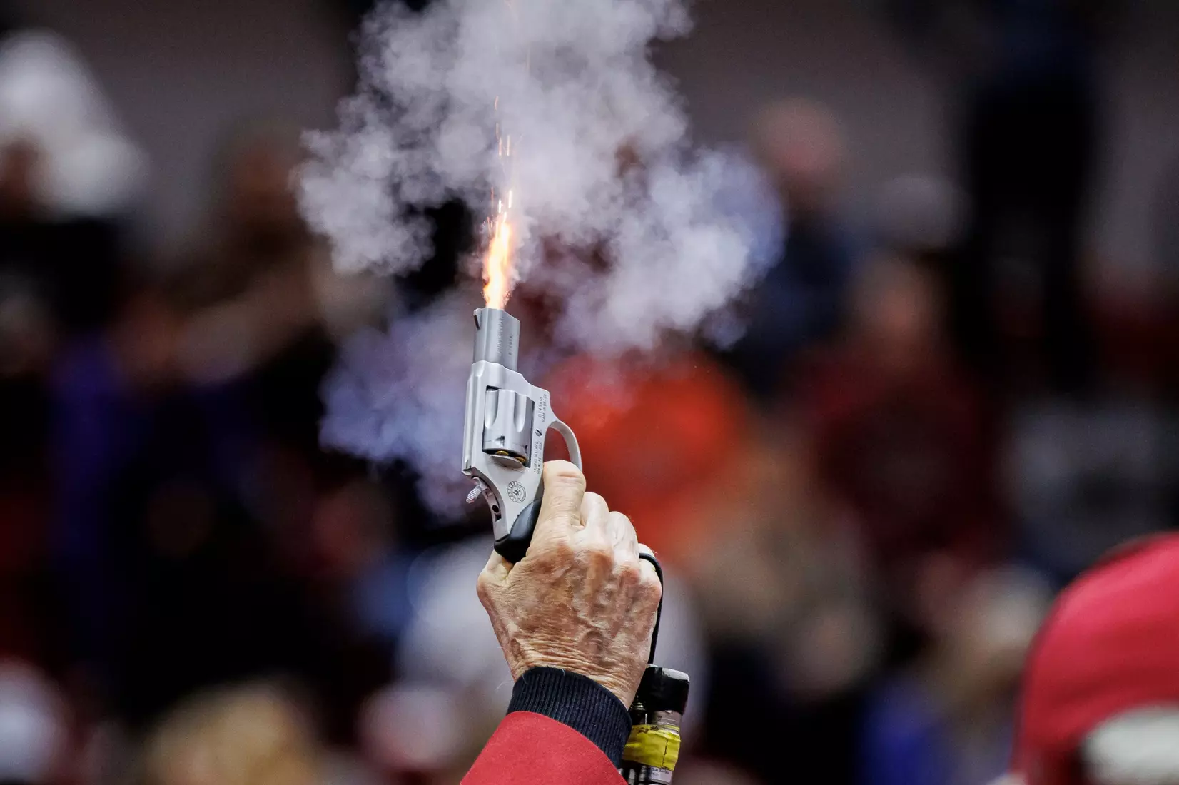 BIRMINGHAM, AL - January 26, 2024 - A starter pistol during the Razorback Invitational at the Randal Tyson Track Center in Fayetteville, AR. Photo by Will Porada