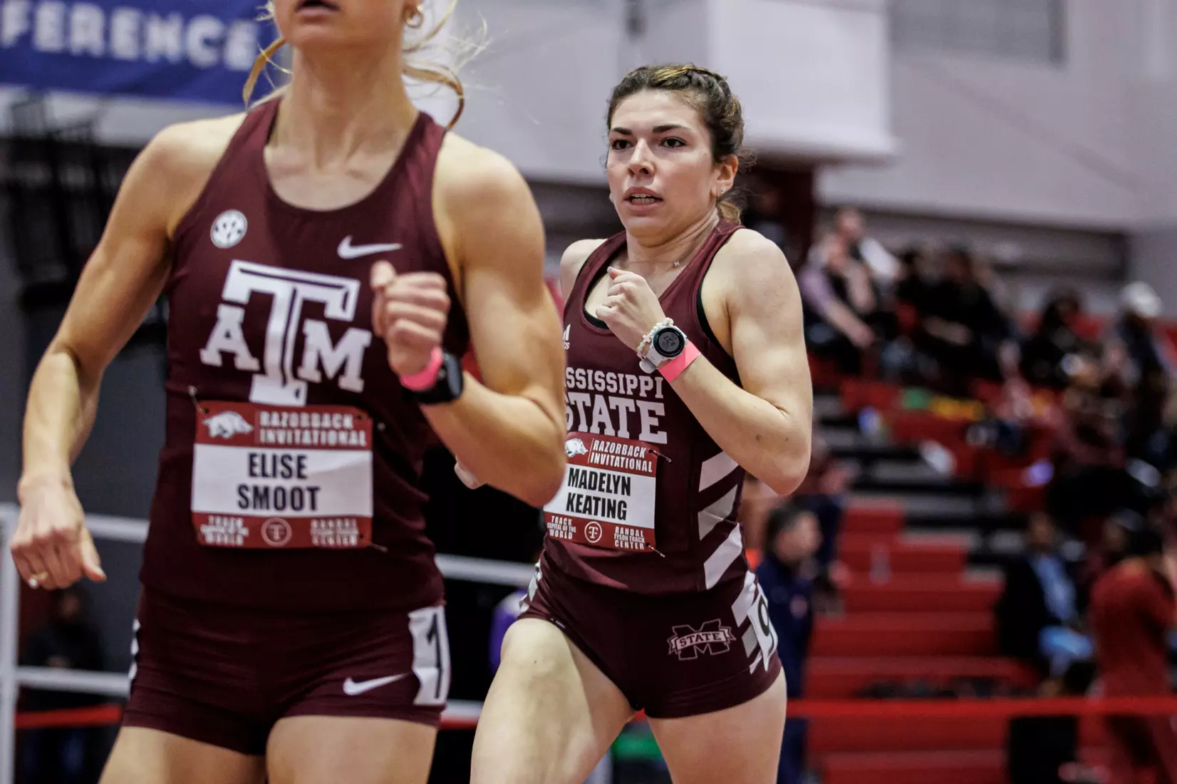 BIRMINGHAM, AL - January 26, 2024 - Mississippi State Distance Runner Madelyn Keating during the Razorback Invitational at the Randal Tyson Track Center in Fayetteville, AR. Photo by Will Porada