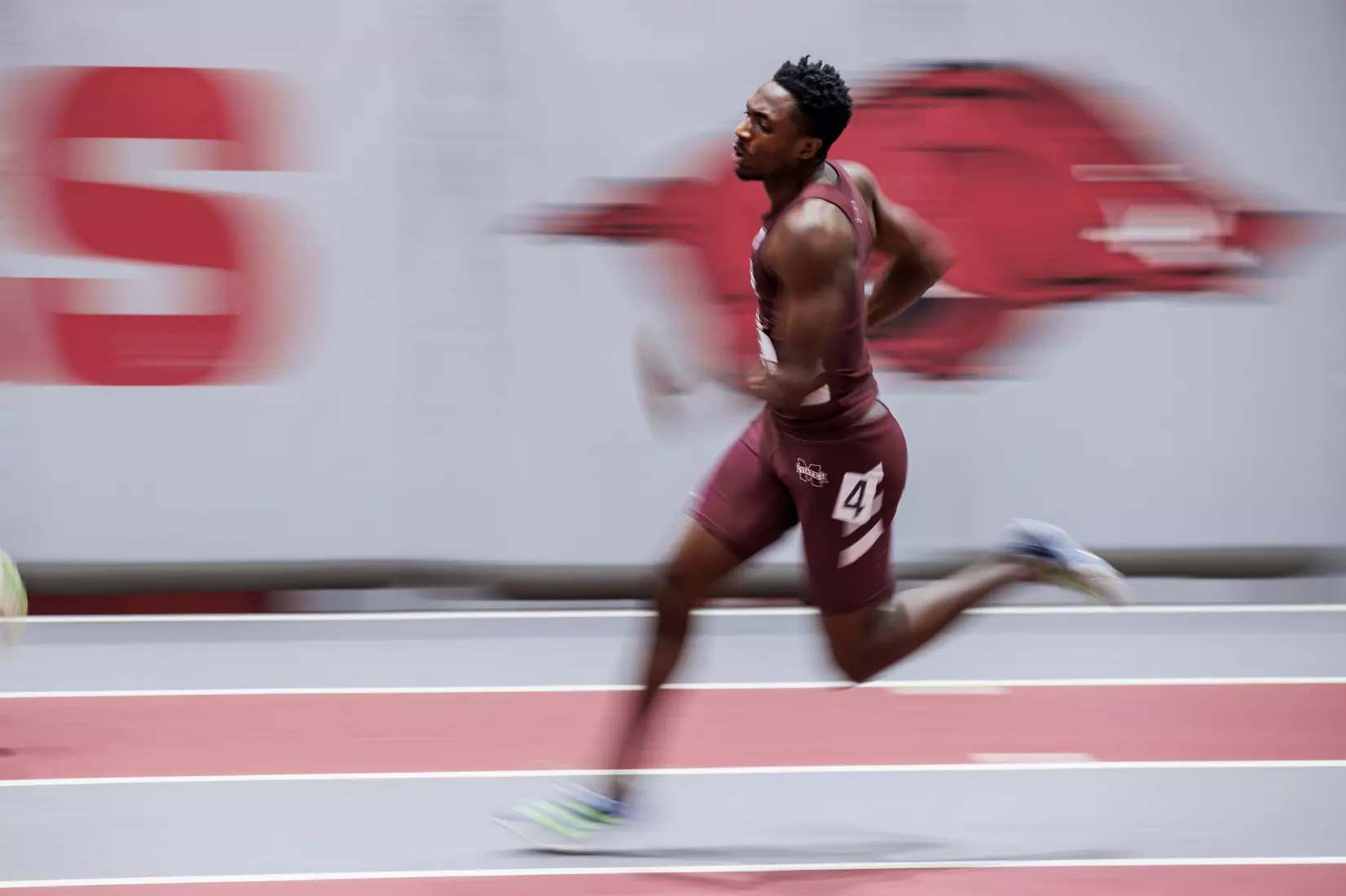 BIRMINGHAM, AL - January 26, 2024 - Mississippi State Sprinter Jordan Ware during the Razorback Invitational at the Randal Tyson Track Center in Fayetteville, AR. Photo by Will Porada