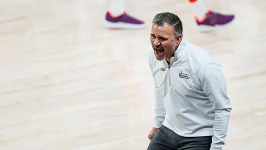 STARKVILLE, MS - January 27, 2024 - Mississippi State Head Coach Chris Jans during the game between the Auburn and the Mississippi State Bulldogs at Humphrey Coliseum in Starkville, MS. Photo By Ivy Rose Ball