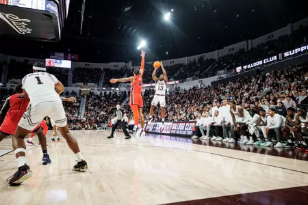 STARKVILLE, MS - January 27, 2024 - Mississippi State Guard Josh Hubbard (#13) during the game between the Auburn Tigers and the Mississippi State Bulldogs at Humphrey Coliseum in Starkville, MS. Photo By Mike Mattina