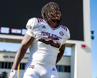 STARKVILLE, MS - August 11, 2024 - Mississippi State Linebacker Fred Clark (#0) during a training camp practice at Davis Wade Stadium at Scott Field in Starkville, MS. Photo By Bryce Mitchell