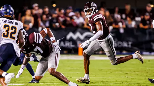 STARKVILLE, MS - September 14, 2024 - Mississippi State Safety Isaac Smith (#2) during the game between the Toledo Rockets and the Mississippi State Bulldogs at Davis Wade Stadium at Scott Field in Starkville, MS. Photo By Ivy Rose Ball