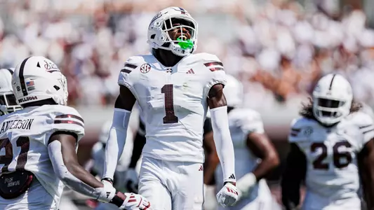 STARKVILLE, MS - September 21, 2024 - Mississippi State Cornerback Kelley Jones (#1) during the game between the Florida Gators and the Mississippi State Bulldogs at Davis Wade Stadium at Scott Field in Starkville, MS. Photo By Will Porada