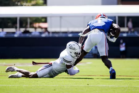 STARKVILLE, MS - September 21, 2024 - Mississippi State Safety Isaac Smith (#2) during the game between the Florida Gators and the Mississippi State Bulldogs at Davis Wade Stadium at Scott Field in Starkville, MS. Photo By Mike Mattina