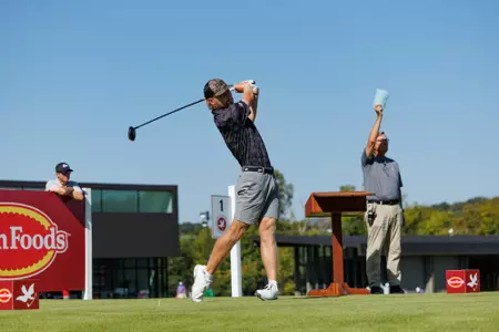 FAYETTEVILLE, AR - September 30, 2024 - Mississippi State's Garrett Endicott during the Blessings Collegiate Invitational at Blessings Golf Club in Fayetteville, AR. Photo By Wesley Hitt
