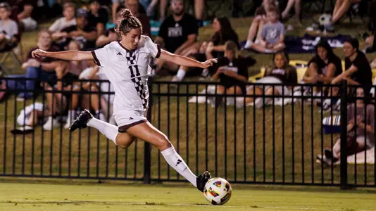 STARKVILLE, MS - October 13, 2024 - Mississippi State Midfielder/Forward Hannah Johnson (#11) during the match between the Missouri Tigers and the Mississippi State Bulldogs at the MSU Soccer Field in Starkville, MS. Photo By Mike Mattina