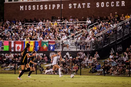 STARKVILLE, MS - October 13, 2024 - Mississippi State Forward Chelsea Wagner (#2) during the match between the Missouri Tigers and the Mississippi State Bulldogs at the MSU Soccer Field in Starkville, MS. Photo By Mike Mattina