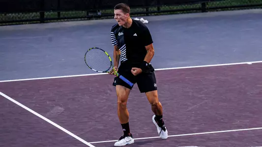 STARKVILLE, MS - March 29, 2024 - Mississippi State's Benito Sanchez Martinez during the match between the Ole Miss Rebels and the Mississippi State Bulldogs at the AJ Pitts Tennis Centre in Starkville, MS. Photo By Ivy Rose Ball