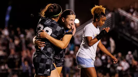 STARKVILLE, MS - November 16, 2024 - Mississippi State Forward Maggie Wadsworth (#21) and Mississippi State Forward Aitana Martinez-Montoya (#29) during the match between the Southern Jaguars and the Mississippi State Bulldogs at the MSU Soccer Field in Starkville, MS. Photo By Mike Mattina