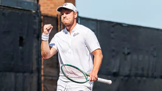 STARKVILLE, MS - April 05, 2024 - Mississippi State's Michal Novansky and Mississippi State's Nemanja Malesevic during the match between the Tennessee Volunteers and the Mississippi State Bulldogs at the AJ Pitts Tennis Centre in Starkville, MS. Photo By Jaden Powell