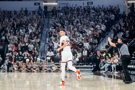 STARKVILLE, MS - November 04, 2024 - Mississippi State Forward RJ Melendez (#22) during the game between the West Georgia Wolves and the Mississippi State Bulldogs at Humphrey Coliseum in Starkville, MS. Photo By Mike Mattina