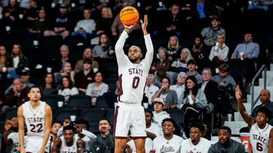 STARKVILLE, MS - December 08, 2024 - Mississippi State Guard Claudell Harris Jr. (#0) during the game between the Prairie View A&M Panthers and the Mississippi State Bulldogs at Humphrey Coliseum in Starkville, MS. Photo By Mike Mattina