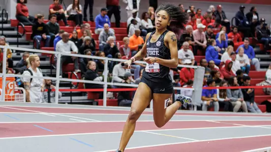 BIRMINGHAM, AL - January 27, 2024 - Mississippi State Sprinter Jaitlyn Ware during the Razorback Invitational at the Randal Tyson Track Center in Fayetteville, AR. Photo by Will Porada