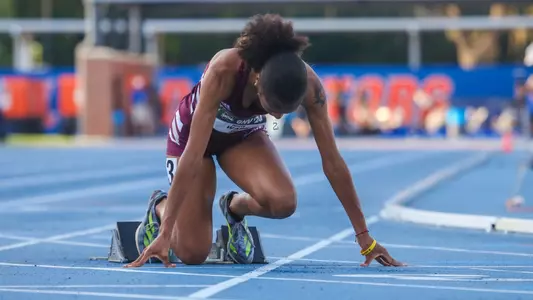 GAINESVILLE, FL - May 10, 2024 - Mississippi State Sprinter Jaitlyn Ware during the 2024 SEC Track & Field Championships at James G. Pressly Stadium at Percy Beard Track in Gainesville, FL. Photo By Chloe Hyde