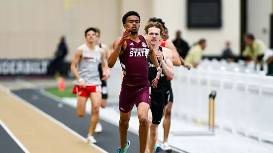 NASHVILLE, TN - February 09, 2024 - Mississippi State Sprinter Omari Hammond during the 2024 Music City Challenge at the Mike Sanders Track Complex in Nashville, TN. Photo By Riley Rogers