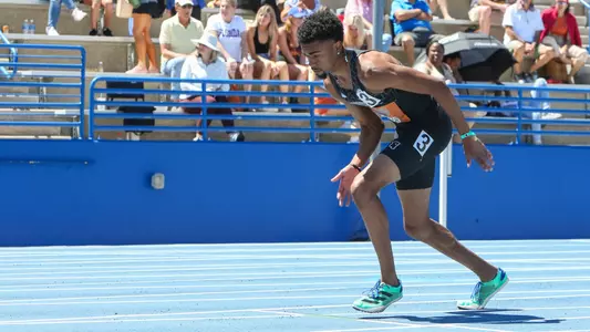 GAINESVILLE, FL - April 13, 2024 - Mississippi State Sprinter Omari Hammond during the Tom Jones Invitational  at James G. Pressly Stadium, Percy Beard Track in Gainesville, FL. Photo By Chloe Hyde