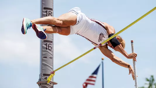 STARKVILLE, MS - April 27, 2024 - Mississippi State's Lewis Barber during the Maroon and White Invitational at the Mike Sanders Track Complex in Starkville, MS. Photo By Mike Mattina