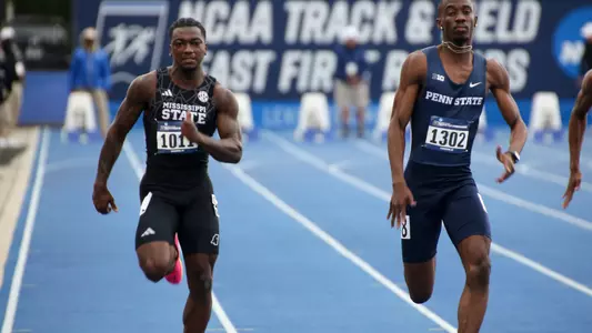 LEXINGTON, KY - May 22, 2024 - Mississippi State Sprinter Danarrion Ard compete at the 2024 NCAA Track and Field East First Round at the Shively Track and Field Stadium in Lexington, KY. Photo By Evan Brown