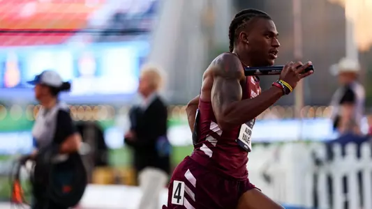 EUGENE, OR - June 05, 2024 - Mississippi State Sprinter/Hurdler Alfonso Hale Jr. during the 2024 NCAA Track & Field Championships at Hayward Field. Photo By Howard Lao