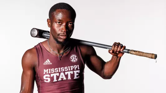 STARKVILLE, MS - October 17, 2024 - Mississippi State Sprinter Nicholas Fakorede during 2024-2025 Track & Field Production Day at the Holliman Athletic Center at Mississippi State University in Starkville, MS. Photo By Mike Mattina