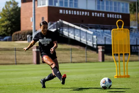 STARKVILLE, MS - November 10, 2022 - Mississippi State Defender Allison Kolski (#20) during practice leading up to the NCAA Tournament at the MSU Soccer Field in Starkville, MS. Photo By Mike Mattina