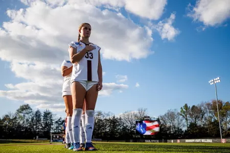 STARKVILLE, MS - November 11, 2022 - Mississippi State Midfielder Ashlyn Kane (#33) during the First Round NCAA match between the New Mexico State Aggies and the Mississippi State Bulldogs at the MSU Soccer Field in Starkville, MS. Photo By Mike Mattina
