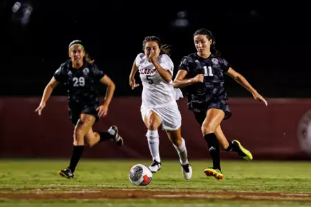 TUSCALOOSA, AL - October 22, 2023 - Mississippi State Midfielder/Forward Hannah Johnson (#11)  during the match between the Alabama Crimson Tide and the Mississippi State Bulldogs at the Alabama Soccer Complex in Tuscaloosa, AL. Photo By Mike Mattina