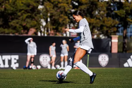 STARKVILLE, MS - January 31, 2024 - Mississippi State Defender Allison Kolski (#20) during practice at the MSU Soccer Field in Starkville, MS. Photo By Mike Mattina