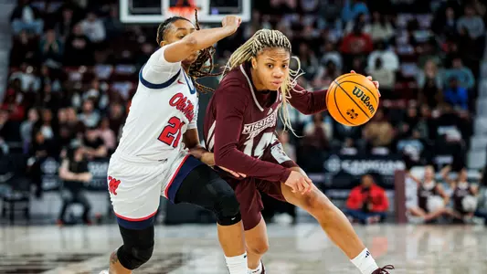 STARKVILLE, MS - January 14, 2024 - Mississippi State Guard Mjracle Sheppard (#14) during the game between the Ole Miss Rebels and the Mississippi State Bulldogs at Humphrey Coliseum in Starkville, MS. Photo By Jaden Powell