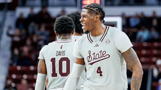 STARKVILLE, MS - February 07, 2024 - Mississippi State Guard/Forward Cameron Matthews (#4) during the game between the Georgia Bulldogs and the Mississippi State Bulldogs at Humphrey Coliseum in Starkville, MS. Photo By Mike Mattina