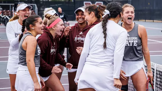 STARKVILLE, MS - February 03, 2024 - The Mississippi State Bulldogs during the match between the UAB Blazers and the Mississippi State Bulldogs at the AJ Pitts Tennis Centre in Starkville, MS. Photo By Will Porada