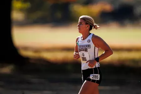 STARKVILLE, MS - October 28, 2022 - Mississippi State’s Gracie Gibson during the SEC Cross Country Championship at the Ole Miss Golf Course in Oxford, MS. Photo By Mike Mattina